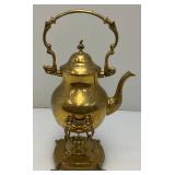 Vintage Ornate Heavy Brass Tilting Coffee/Tea Pot With Warmer 13" Tall