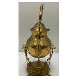 Vintage Ornate Heavy Brass Tilting Coffee/Tea Pot With Warmer 13" Tall