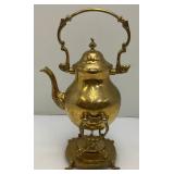 Vintage Ornate Heavy Brass Tilting Coffee/Tea Pot With Warmer 13" Tall
