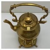 Vintage Ornate Heavy Brass Tilting Coffee/Tea Pot With Warmer 13" Tall