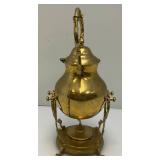 Vintage Ornate Heavy Brass Tilting Coffee/Tea Pot With Warmer 13" Tall