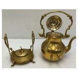 Vintage Ornate Heavy Brass Tilting Coffee/Tea Pot With Warmer 13" Tall