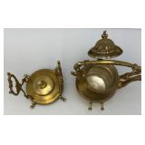Vintage Ornate Heavy Brass Tilting Coffee/Tea Pot With Warmer 13" Tall