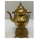 Vintage Ornate Heavy Brass Tilting Coffee/Tea Pot With Warmer 13" Tall