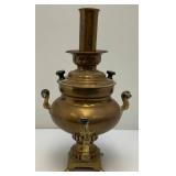 Antique Collectible Traditional Turkish Brass Tea Urn 17.5" Tall Antique Copper And Brass Turkish Dallah Arab Coffee Pot, Middle East Islamic