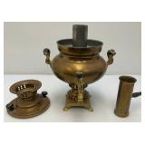 Antique Collectible Traditional Turkish Brass Tea Urn 17.5" Tall Antique Copper And Brass Turkish Dallah Arab Coffee Pot, Middle East Islamic