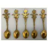 Set Of 11 Vintage Collectible Saudi Arabia Souvenir Gold Plated Miniature Spoons 4 1/4" 1=5 1/4"