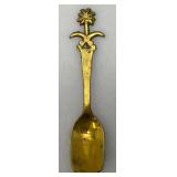 Set Of 11 Vintage Collectible Saudi Arabia Souvenir Gold Plated Miniature Spoons 4 1/4" 1=5 1/4"