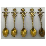 Set Of 11 Vintage Collectible Saudi Arabia Souvenir Gold Plated Miniature Spoons 4 1/4" 1=5 1/4"