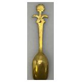 Set Of 11 Vintage Collectible Saudi Arabia Souvenir Gold Plated Miniature Spoons 4 1/4" 1=5 1/4"