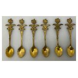 Set Of 11 Vintage Collectible Saudi Arabia Souvenir Gold Plated Miniature Spoons 4 1/4"
