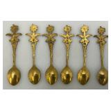 Set Of 11 Vintage Collectible Saudi Arabia Souvenir Gold Plated Miniature Spoons 4 1/4"