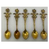 Set Of 11 Vintage Collectible Saudi Arabia Souvenir Gold Plated Miniature Spoons 4 1/4"