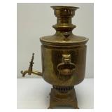 Antique Imperial Russian Tula Charcoal Heavy Brass Samovar With Stamps 19 1/4" Tall