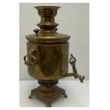 Antique Imperial Russian Tula Charcoal Heavy Brass Samovar With Stamps 19 1/4" Tall