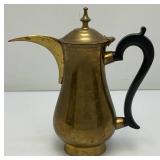 Awesome Etched Heavy Brass Saudi Arabia Brass Dallah Coffee Pot 8" With Bakelite Style Handle