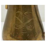 Awesome Etched Heavy Brass Saudi Arabia Brass Dallah Coffee Pot 8" With Bakelite Style Handle