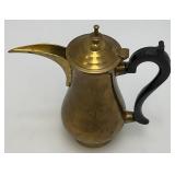 Awesome Etched Heavy Brass Saudi Arabia Brass Dallah Coffee Pot 8" With Bakelite Style Handle
