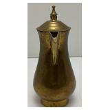 Awesome Etched Heavy Brass Saudi Arabia Brass Dallah Coffee Pot 8" With Bakelite Style Handle