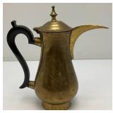 Awesome Etched Heavy Brass Saudi Arabia Brass Dallah Coffee Pot 8" With Bakelite Style Handle