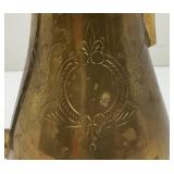 Awesome Etched Heavy Brass Saudi Arabia Brass Dallah Coffee Pot 8" With Bakelite Style Handle