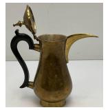 Awesome Etched Heavy Brass Saudi Arabia Brass Dallah Coffee Pot 8" With Bakelite Style Handle