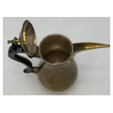 Awesome Etched Heavy Brass Saudi Arabia Brass Dallah Coffee Pot 8" With Bakelite Style Handle