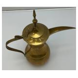 Vintage Heavy Etched Brass Saudi Arabia Indian Made DallaCoffee Pot 12"