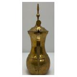 Vintage Heavy Etched Brass Saudi Arabia Indian Made DallaCoffee Pot 12"