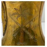 Vintage Heavy Etched Brass Saudi Arabia Indian Made DallaCoffee Pot 12"