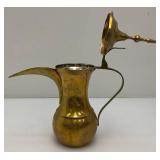 Vintage Heavy Etched Brass Saudi Arabia Indian Made DallaCoffee Pot 12"
