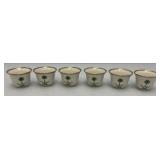 Vintage Set Of 6 White Ceramic Arabic Coffee Cups (Finjan) Featuring The Green Flag of Saudi Arabia And Gold Trimmed- Rims