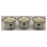 Vintage Set Of 6 White Ceramic Arabic Coffee Cups (Finjan) Featuring The Green Flag of Saudi Arabia And Gold Trimmed- Rims