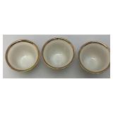 Vintage Set Of 6 White Ceramic Arabic Coffee Cups (Finjan) Featuring The Green Flag of Saudi Arabia And Gold Trimmed- Rims
