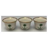 Vintage Set Of 6 White Ceramic Arabic Coffee Cups (Finjan) Featuring The Green Flag of Saudi Arabia And Gold Trimmed- Rims
