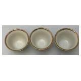 Vintage Set Of 6 White Ceramic Arabic Coffee Cups (Finjan) Featuring The Green Flag of Saudi Arabia And Gold Trimmed- Rims