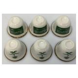 Vintage Set Of 6 White Ceramic Arabic Coffee Cups (Finjan) Featuring The Green Flag of Saudi Arabia And Gold Trimmed- Rims