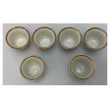 Vintage Set Of 6 White Ceramic Arabic Coffee Cups (Finjan) Featuring The Green Flag of Saudi Arabia And Gold Trimmed- Rims
