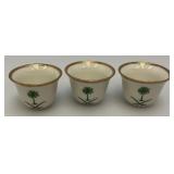 Vintage Set Of 6 White Ceramic Arabic Coffee Cups (Finjan) Featuring The Green Flag of Saudi Arabia And Gold Trimmed- Rims
