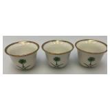 Vintage Set Of 6 White Ceramic Arabic Coffee Cups (Finjan) Featuring The Green Flag of Saudi Arabia And Gold Trimmed- Rims