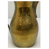 Vintage Etched Brass Turkish Dallah Coffee Pot 12" Signed With Foil label
