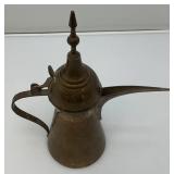 Vintage Etched Brass Suadi Arabia Dallah Coffee pot 11.5"