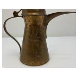 Vintage Etched Brass Suadi Arabia Dallah Coffee pot 11.5"