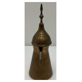 Vintage Etched Brass Suadi Arabia Dallah Coffee pot 11.5"