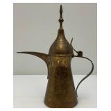 Vintage Etched Brass Suadi Arabia Dallah Coffee pot 11.5"