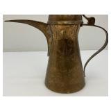 Vintage Etched Brass Suadi Arabia Dallah Coffee pot 11.5"