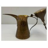 Vintage Etched Brass Suadi Arabia Dallah Coffee pot 11.5"