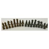 Est. $400.00- $600.00 14" x 14" Vintage Greek Brutalist Bronze Chess Set With Matching Brass Board