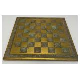 Est. $400.00- $600.00 14" x 14" Vintage Greek Brutalist Bronze Chess Set With Matching Brass Board