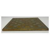 Est. $400.00- $600.00 14" x 14" Vintage Greek Brutalist Bronze Chess Set With Matching Brass Board